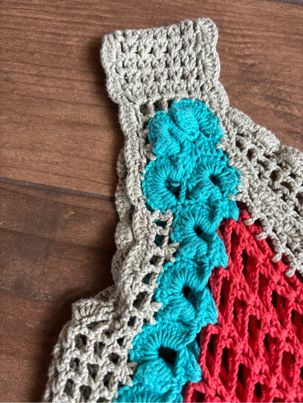 Pure Handknit L/XL Crochet Cotton Asymmetrical Tank Top Boho Floral Art-to-Wear - Picture 5 of 7